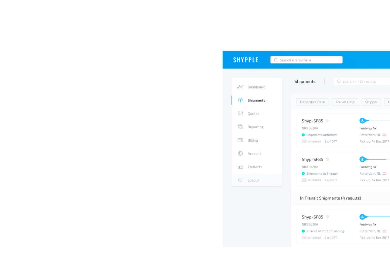 Shypple dashboard design
